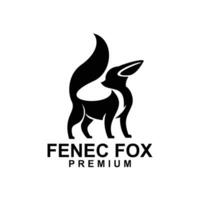 fennec fox logo icon design illustration negative black white vector