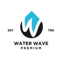 w letter water initial logo design template vector