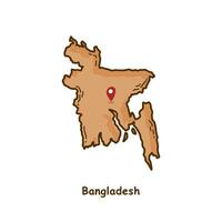 Hand Drawn Map of Bangladesh with Brown Color. Modern Simple Line Cartoon Design. Good Used for Infographics and Presentations - EPS 10 Vector
