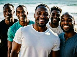 photo of group happy black strong man, generative AI