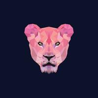 lioness geometric head logo design polygonal lioness vector