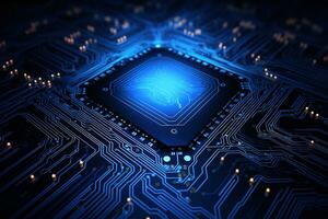 Circuit board background with abstract technology chip processor. Central Computer Processors CPU concept. Motherboard digital chip. Technology science background. Generative AI photo
