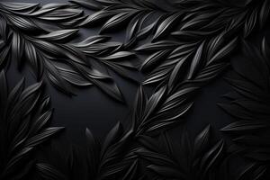 Dark theme Wood Black background texture high quality closeup. May be used for design as background. Copy space. photo