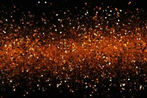 Abstract Halloween or Thanksgiving party invitation with glitter and sparkles on orange and black background. Generative AI photo