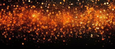Abstract Halloween or Thanksgiving party invitation with glitter and sparkles on orange and black background. Generative AI photo