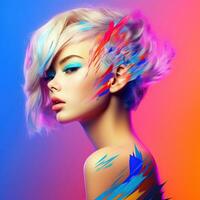 Illustration of a fashion portrait,  AI Generated photo