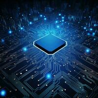 Circuit board background with abstract technology chip processor. Central Computer Processors CPU concept. Motherboard digital chip. Technology science background. Generative AI photo