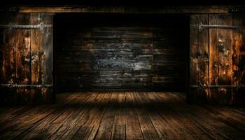 Rustic Elegance - Old Wood Texture Details with Burnt Touches on a Black Textured Background. generative AI, photo