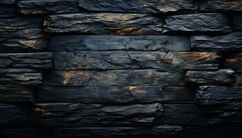 Rustic Elegance - Old Wood Texture Details with Burnt Touches on a Black Textured Background. generative AI, photo