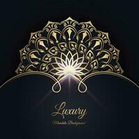 Black luxury background, with gold mandala ornament vector