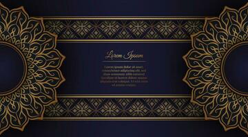 Black luxury background, with gold mandala ornament vector