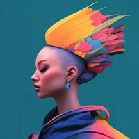 Illustration of a fashion portrait,  AI Generated photo