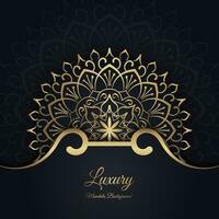 Black luxury background, with gold mandala ornament vector