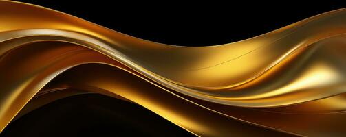 Wavy gold and black metallic background . AI Generated photo