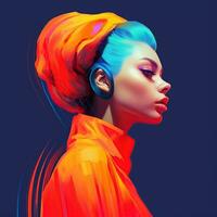 Illustration of a fashion portrait,  AI Generated photo