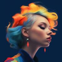 Illustration of a fashion portrait,  AI Generated photo