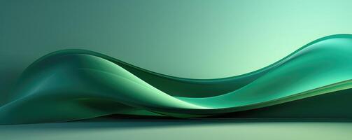 minimalist wallpaper with curved lines of different shades of green . AI Generated photo