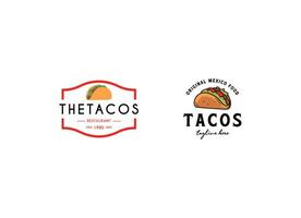 Tacos emblem food logo design. Mexico tacos logo design vector