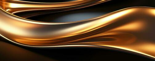 Wavy gold and black metallic background . AI Generated photo