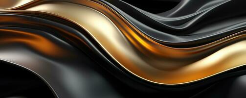 Wavy gold and black metallic background . AI Generated photo