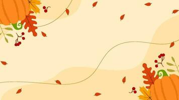 Happy Thanksgiving Background animation with pumpkin and colorful leaves. Space area video