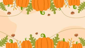 Happy Thanksgiving Background animation with pumpkin and colorful leaves. Space area video