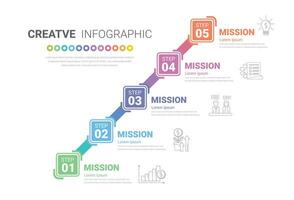 Timeline infographic template with 5 options vector