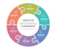 Circle infographics elements design with numbers 6 option, can be used for workflow layout, diagram. vector