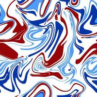 Vector seamless pattern of abstract fluid psychedelic stripes and lines red and blue colors