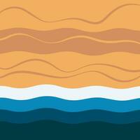 Sea waves sandy shore top view. Summer beach background vector template