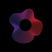 Wavy linear abstract sound wave. Neon round music sound wave for equalizer. Radial sound wave curve with light particles. Clipart of colorful radio frequency sound lines. Vector illustration