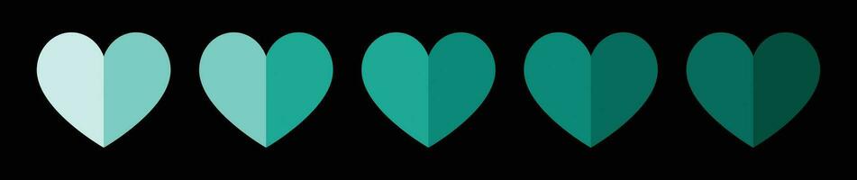 Heart green color icon set with dark background. vector