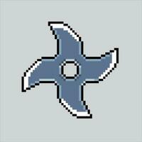 Pixel art illustration Shuriken. Pixelated Shuriken. Shuriken Ninja icon pixelated for the pixel art game and icon for website and video game. old school retro. vector