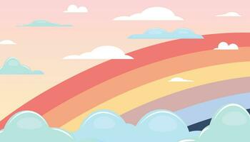 Cloudscape with a rainbow. Blank banner for own designs and text vector