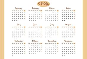 Calendar 2024 year. Week starts on Monday. Design for planner, printing, stationery, organizer. vector