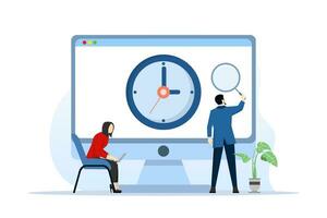 concept of effective time management with task schedule planning, completing work and tasks on time or work efficiently with high productivity, smart businessman. flat vector illustration.