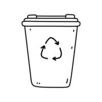 Recycle bin isolated on white background. Sorting garbage. Vector hand-drawn illustration in doodle style. Perfect for decorations, logo, various designs. Zero waste, ecology concept.