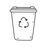 reciclar compartimiento aislado en blanco antecedentes. clasificación basura. vector dibujado a mano ilustración en garabatear estilo. Perfecto para decoraciones, logo, varios diseños cero desperdiciar, ecología concepto.