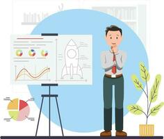 illustration of business people doing a presentation, Suitable for Diagrams, Infographics, Book Illustration, Game Asset, And Other Graphic Related Assets vector