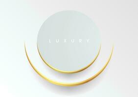 abstract white circle shape golden lines luxury background. Luxury white circular background with gold elements and space for text. elegant minimalist golden circle vector illustration