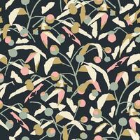 Vector berry leaf branch illustration seamless repeat pattern digital artwork