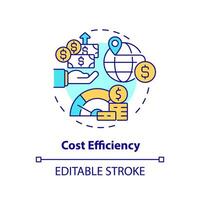 Editable cost efficiency icon, isolated vector, foreign direct investment thin line illustration. vector