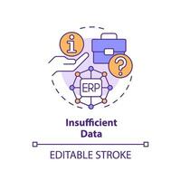 Editable insufficient data icon concept, isolated vector, enterprise resource planning thin line illustration. vector