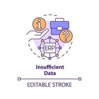 Editable insufficient data icon concept, isolated vector, enterprise resource planning thin line illustration. vector