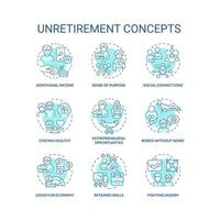 2D editable icons set representing unretirement concepts, isolated vector, thin line blue illustration. vector