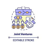 Editable joint ventures icon, isolated vector, foreign direct investment thin line illustration. vector