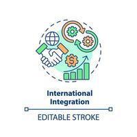 Editable international integration icon, isolated vector, foreign direct investment thin line illustration. vector