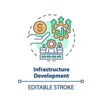 Editable infrastructure development icon, isolated vector, foreign direct investment thin line illustration. vector