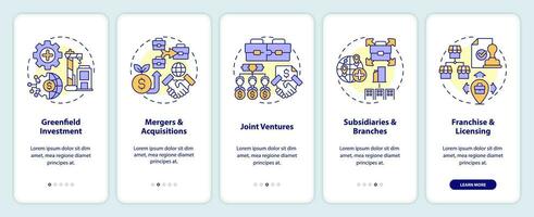 vistoso 2d íconos representando exterior directo inversión móvil aplicación pantalla colocar. recorrido 5 5 pasos vistoso gráfico instrucciones con lineal conceptos, ui, ux, gui modelo. vector