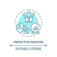 Editable predictive analysis icon concept, isolated vector, AI for SEO blue thin line illustration. vector